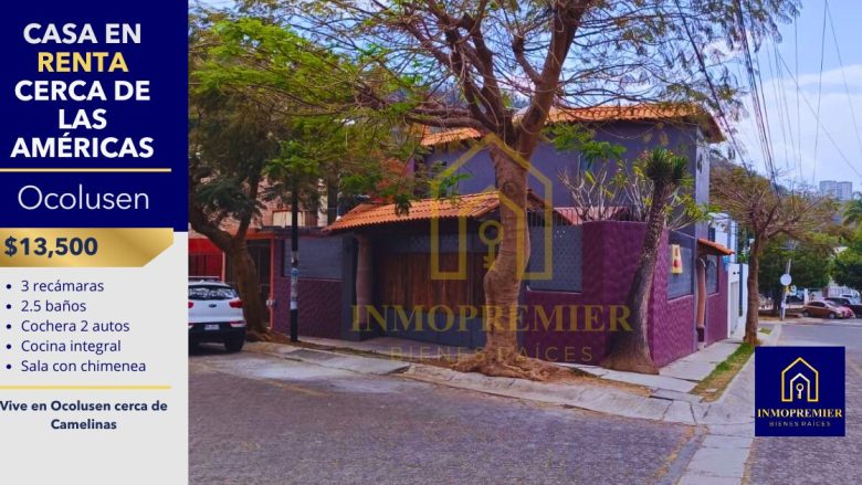 Casa en renta cerca de Las Américas en Ocolusen Morelia con 3 recámaras y cochera para 2 autos