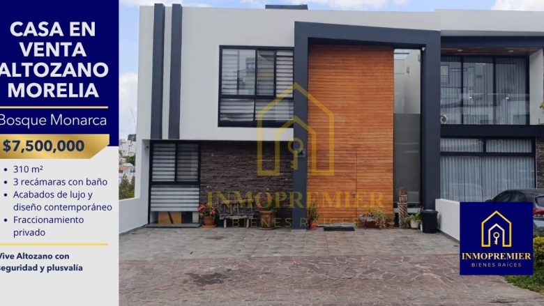 casa en venta altozano morelia bosque monarca fachada residencia con acabados de lujo Casa en venta Altozano Morelia en Fraccionamiento Privado