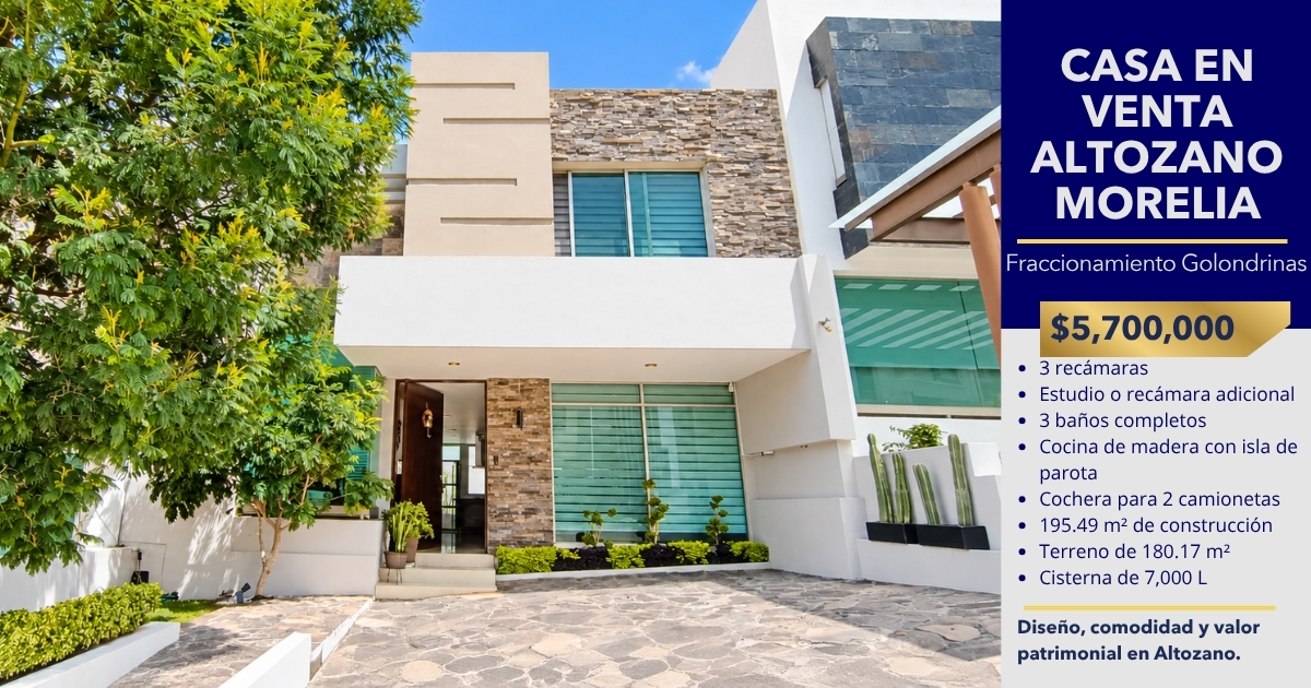 Fachada de casa en venta en Altozano Morelia, Fraccionamiento Golondrinas, Bosque Monarca